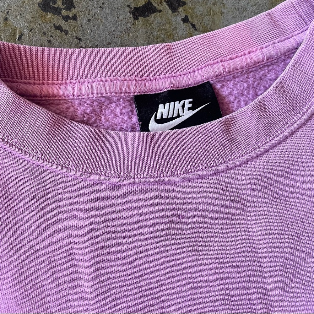 Nike Sportswear Cropped Fleece Oversized Crew-Neck Pastel Lilac Sweatshirt Sz SM - Picture 3 of 9